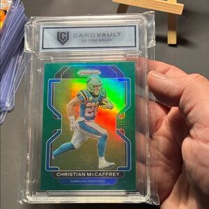 CHRISTIAN MCCAFFREY Green Holographic Sports Trading Card